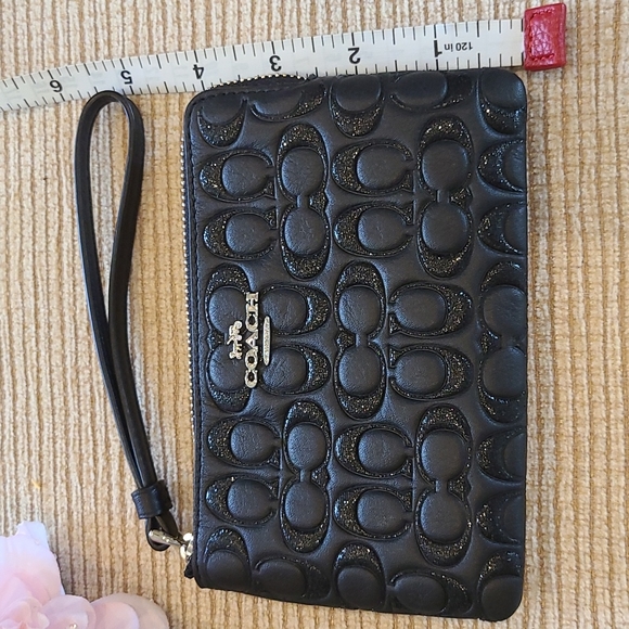 Coach boxed sparkle signature leather corner zip wristlet - Picture 6 of 14